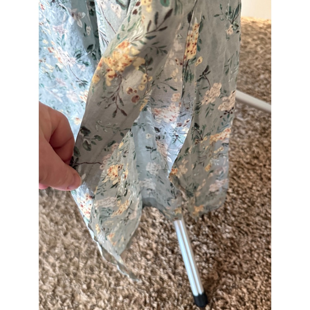 Natural Life Floral Kaftan Maxi Dress Sage Green Cotton V-Neck Empire Waist - Picture 5 of 7